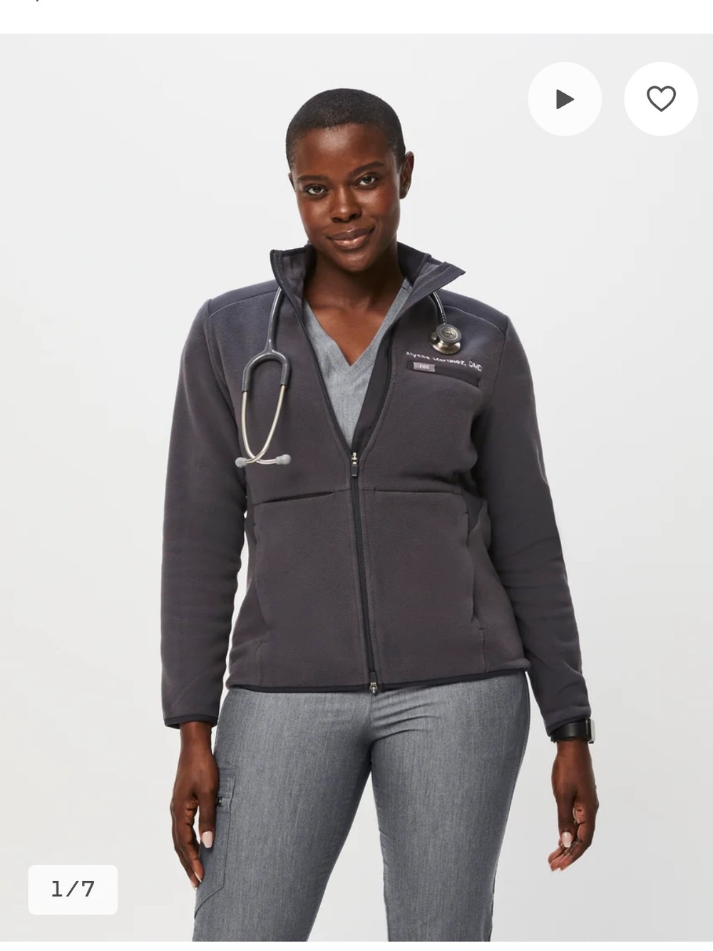 Figs Women's Charcoal Zip Utility Jacket